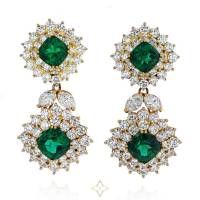 1970s Tiffany & Co. Emerald and Diamond 18k Yellow Gold Earrings | NY 🇺🇸