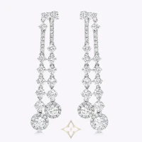 3.34 Carats Total Round Brilliant Cut Diamond Drop Chandelier Earrings in White Gold | NY 🇺🇸