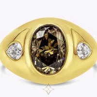 GIA Certified 3.01 Carat Oval Cut Fancy Brown Diamond Gypsy Fashion Ring in Yellow Gold | NY 🇺🇸