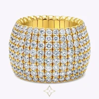 8.11 Carat Total Round Brilliant Cut Diamond Flexible Fashion Ring in Yellow Gold | NY 🇺🇸