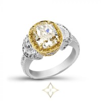 GREGG RUTH PLATINUM & 18K YELLOW GOLD THREE STONE DIAMOND RING | GA 🇺🇸