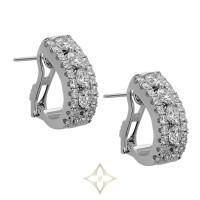 DE HAGO 18KWG 3-ROW DIAMOND "J" HOOP EARRINGS | GA 🇺🇸