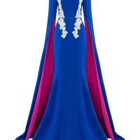 MERMAID EVENING GOWN WITH ROUND NECKLINE AND FLOOR-LENGTH SLIT SLEEVES | Ha Noi 🇻🇳