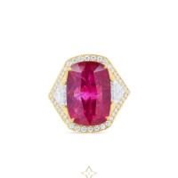 Diana M. Fine Jewelry 18K 12.01 ct. tw. Diamond & Mozamique Ruby Three-Stone Ring | MA 🇺🇸