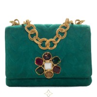 Chanel Limited Edition Green Quilted Suede Gripoix Single Flap Bag | MA 🇺🇸