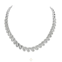Round Brilliant & Baguette Cut Diamond Necklet - 18ct White Gold | London 🇬🇧
