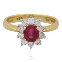 Vintage Tiffany & Co. Ruby and Diamond Cluster Ring | London 🇬🇧