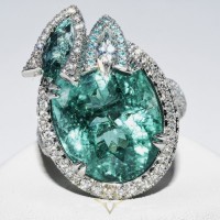 23.52CT AGL CERTIFIED RARE NATURAL PARAIBA TOURMALINE & DIAMOND RING | NY 🇺🇸