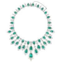 Van Necklace & Earrings Suite (220.66 ct Colombian Emeralds & Diamonds) in 18K Gold | NY 🇺🇸
