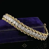 ANTIQUE RETRO ART DECO PLATINUM YELLOW GOLD OLD EURO DIAMOND BRACELET | NY 🇺🇸
