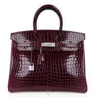Hermes Birkin 35 Diamond Bordeaux Porosus Crocodile for Sale | FL 🇺🇸