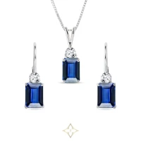SAPPHIRE EARRING AND NECKLACE SET IN WHITE GOLD for Sale | Prague  🇨🇿
