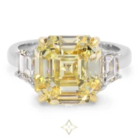 Asscher-Cut Fancy Intense Yellow Diamond Ring, 8.17 Carats, in Platinum | CA 🇺🇸