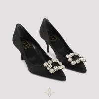 Roger Vivier Flower Strass 65 Black Viscose Pumps for Sale | Novara 🇮🇹