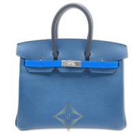 Hermes Birkin Tricolor 25 Deep Blue/Noir/Blue-Idra Epson W Engraved | Tokyo 🇯🇵
