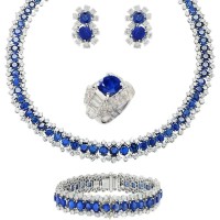 Bvlgari Burma No Heat Sapphire Necklace Earring Bracelet and Ring Suite -V47086 for Sale | Miami 🇺🇸