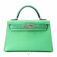 Hermes handbag mini Kelly Do outside stitching touch Vert Comic/silver for Sale | Kanagawa 🇯🇵