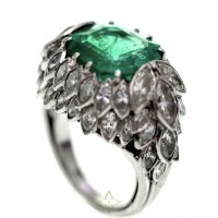 Ring 950 Platinum Colombien Emerald circa 4,75ct Diamonds circa 5,10ct | Munich 🇩🇪