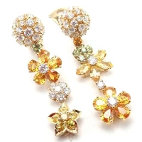 Van Cleef & Arpels Folies des Pres 18k Gold Diamond Sapphire Earrings | PA 🇺🇸