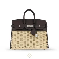 HERMÈS Birkin 25 Picnic Naturel/Rouge Sellier Osier/Swift PHW W  | Jakarta 🇮🇩