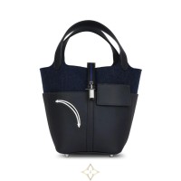 HERMÈS Picotin Go Team 18 Handbag in Dark Blue Felt and Bleu Caban Swift PHW W  | Jakarta 🇮🇩
