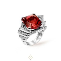 COCKTAIL CASCADE RING  750 white gold, red tourmaline, diamonds | Paris 🇫🇷