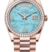 Rolex Day-Date 36 Everose Gold Diamond President Turquoise Unisex Watch | Miami 🇺🇸