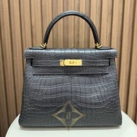 HERMES KELLY 28 GRAPHITE MATTE ALLIGATOR | Singapore 🇸🇬