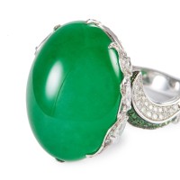 SAMUEL KUNG DIAMOND GARNET JADE 18K WHITE GOLD RING | Central 🇭🇰