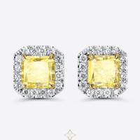 Bucherer Ear pins Joy solitaire surround 18K platinum/yellow gold 2 diamonds | Copenhagen 🇩🇰