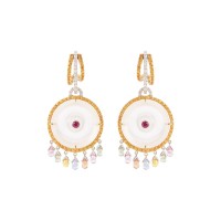 SAMUEL KUNG DIAMOND SAPPHIRE JADEITE 18K GOLD EARRINGS | Central 🇭🇰