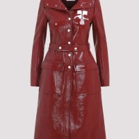 Courreges belted trench coat. red stretch-cotton faux leather | Novara 🇮🇹