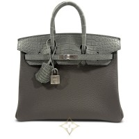 Hermès Limited Edition Gris Meyer Togo and Gris Ciment Matte Alligator Touch Birkin 25, 2024 | 🇭🇰