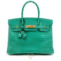 Hermès Vert Jade Porosus Crocodile Birkin 30 Gold Hardware, 2019 |