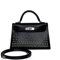 Hermès Limited Edition Black Box Cloute Studded Mini Kelly II 20, 2024 | Singapore 🇸🇬