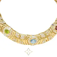 BULGARI 29.45 CTW DIAMOND MULTI-GEM PERIDOT TOURMALINE 18 KARAT YELLOW GOLD VINTAGE PARENTESI COLLAR NECKLACE | PA 🇺🇸
