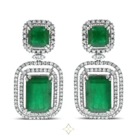 Renee Emerald & Diamond Earrings (28.02 ct Gemstones) in White Gold | New York 🇺🇸