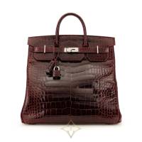 Hermès Bordeaux Shiny Alligator HAC Haut à Courroies Birkin 40 Palladium Hardware, 2004 | Singapore 🇸🇬