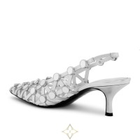 THE ATTICO Grid 50 embellished metallic leather slingback pumps | London 🇬🇧