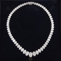 Oval Diamond Riviera Tennis Line Necklace 85.1 ct Platinum 16″ GIA | IL 🇺🇸