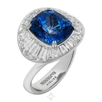 SSEF CERTIFIED BLUE SAPPHIRE, DIAMONDS 18K WHITE GOLD RING | Bangkok 🇹🇭