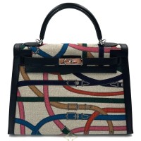HERMÈS KELLY SELLIER 32 TOILE DE CAMP CAVALCADOUR PHW, LIMITED EDITION | Dubai 🇦🇪