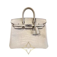 HERMES BIRKIN 25 BETON CROCODILE MATTE ALLIGATOR SILVER HARDWARE | Tokyo 🇯🇵