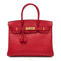 Hermès Rouge Vif Ostrich Birkin 30 Gold Hardware, 2019 | Central 🇭🇰