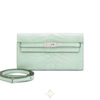 Hermès Vert d’Eau Matte Mississippiensis Alligator Kelly-To-Go Wallet Palladium Hardware, 2022 | Milan 🇮🇹