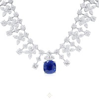 White Gold, 13.04ct Madagascar Sapphire and Diamond Necklace | Central 🇭🇰