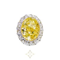 Platinum, Gold, 16.30ct Oval Cut Fancy Intense Yellow Diamond Engagement Ring | Milano 🇮🇹