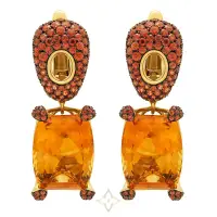 CITRINES, ORANGE SAPPHIRES 18K YELLOW GOLD EARRINGS | Bangkok 🇹🇭