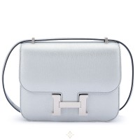 Hermès Limited Edition Gris Argenté Chèvre Chamkilight Metallic Mini Constance 18 | Central 🇭🇰