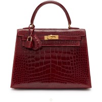 Hermès Rouge H Shiny Mississippiensis Alligator Sellier Kelly 25 | Bangkok 🇹🇭
